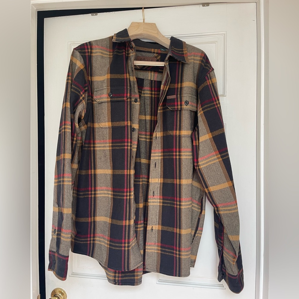 Orvis Men's Button Down Heavy Weight Flannel Shirt - XL - Brown
